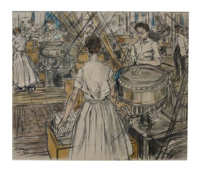 Candle Factory Room 1 of the 12 Lithographs Made by Toorop about Candle Manufacturing by Jan Toorop